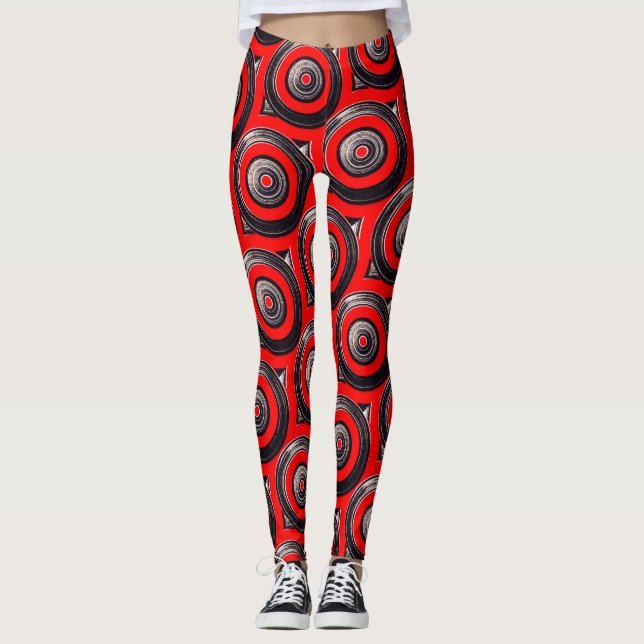 Leggings ABL - 145 - Círculos negros y rojos (Anverso)