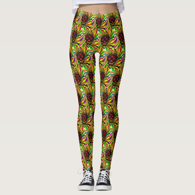 Leggings ABL - 303 - Cráneo de Neon - Piernas (Anverso)