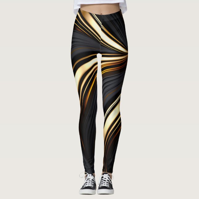 Leggings Abreviado negro y oro (Anverso)