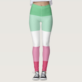 Leggings Abrosexual Watermelon Green Pink White Stripe LGBT