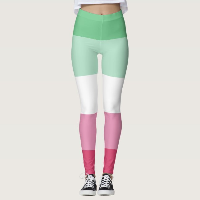 Leggings Abrosexual Watermelon Green Pink White Stripe LGBT (Anverso)
