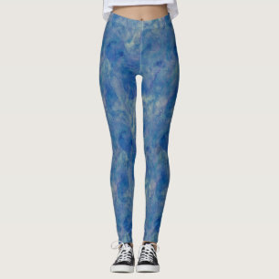 Leggings Abstracción acrílica de mármol azul y rosa