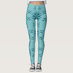 Leggings abstracción de flores de color turquesa, fresca y
