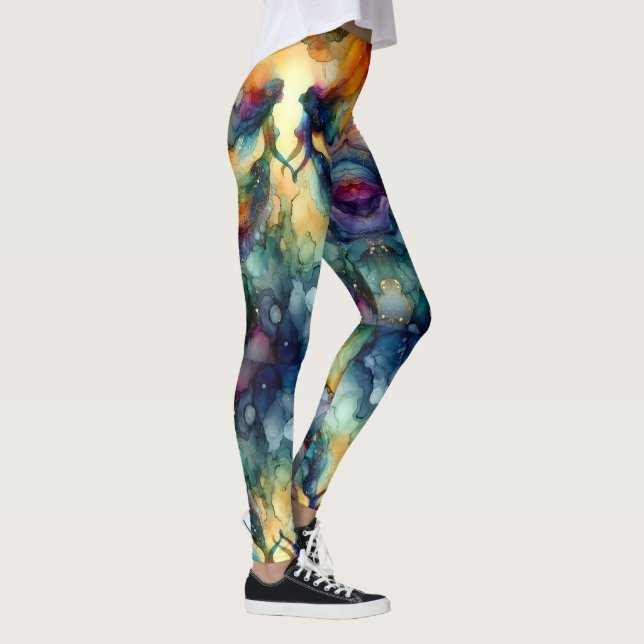 Leggings Abstracción de la sirena de color del agua (Derecha)