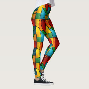 Leggings Abstracción del mosaico de vidrio manchado colorid