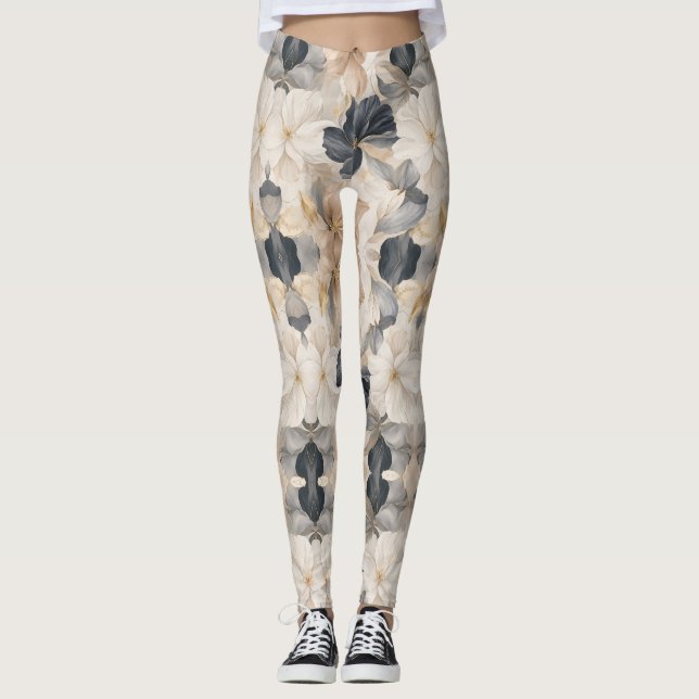 Leggings Abstracción floral artística premium (Anverso)