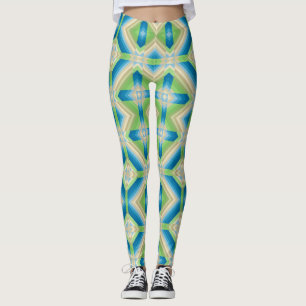 Leggings Abstracción formas geométricas elema blanco verde