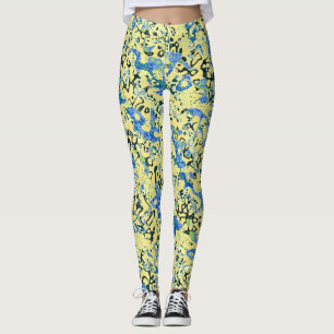 Leggings Abstracción gráfica con manchas negras y amarillas