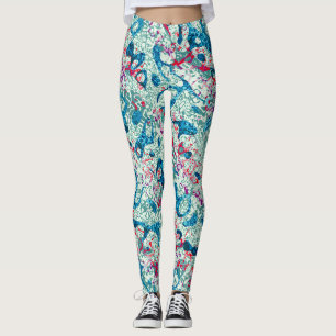 Leggings Abstracción gráfica Verde azulada de color azul