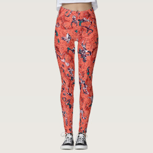 Leggings Abstracción gráfica Verde azulada en blanco negro 
