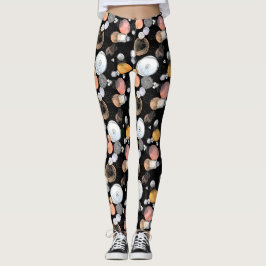 Leggings Abstracción moderna Patrón suave Doodle rosado Neg