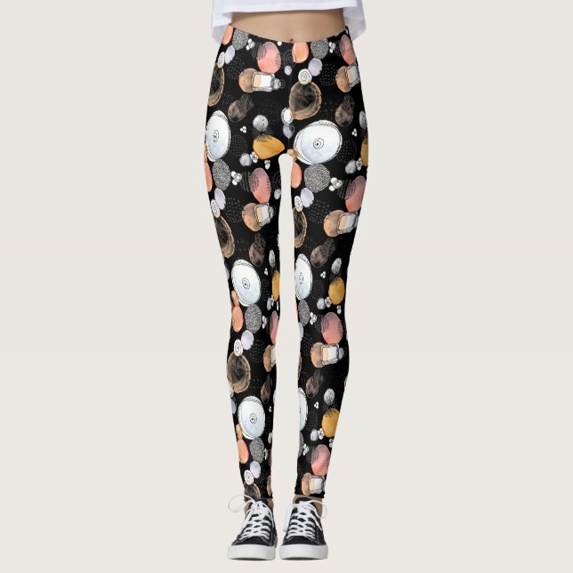 Leggings Abstracción moderna Patrón suave Doodle rosado Neg (Anverso)