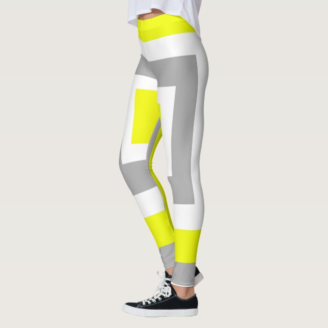 Leggings Abstract Art Yellow Grey White (Izquierda)