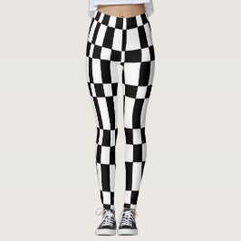 Leggings Abstract Black and White Checks
