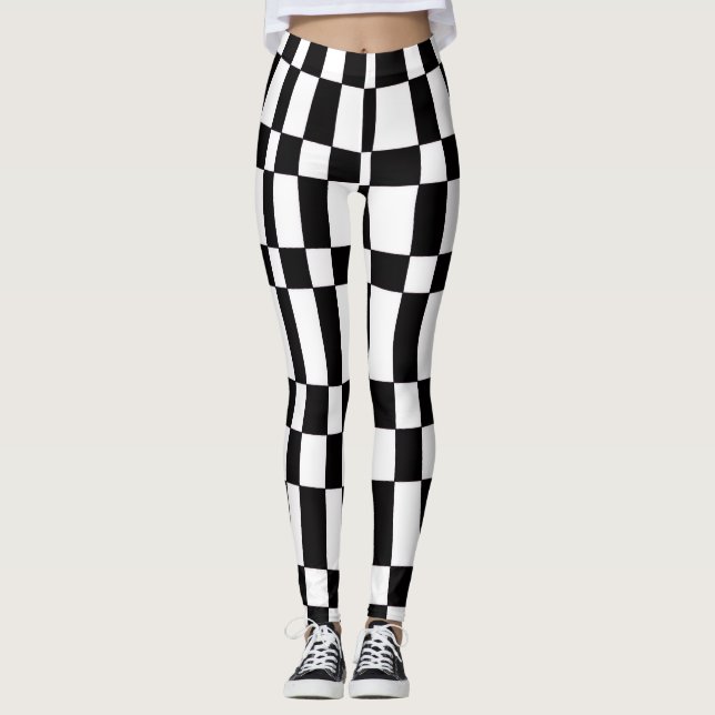 Leggings Abstract Black and White Checks (Anverso)