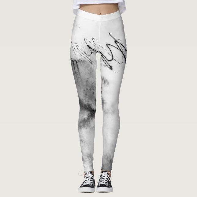 Leggings Abstract Black and White Light Trails Long Exposur (Anverso)