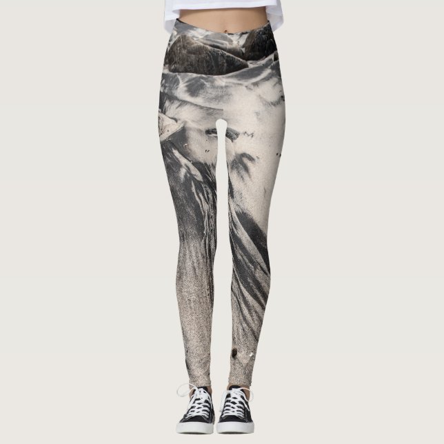 Leggings Abstract Black and White Sand Textures with Rocks  (Anverso)