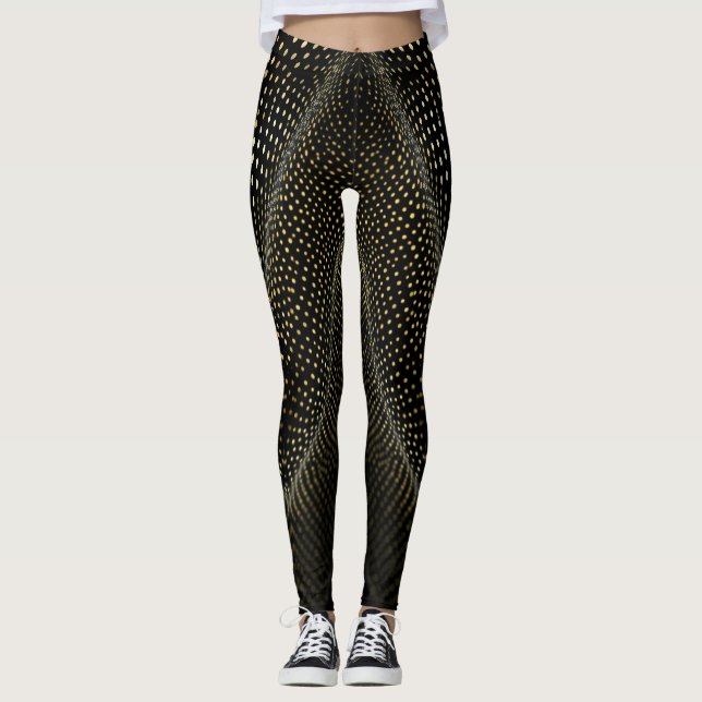 Leggings Abstract Dot Pattern | Black & Yellow Halftone (Anverso)