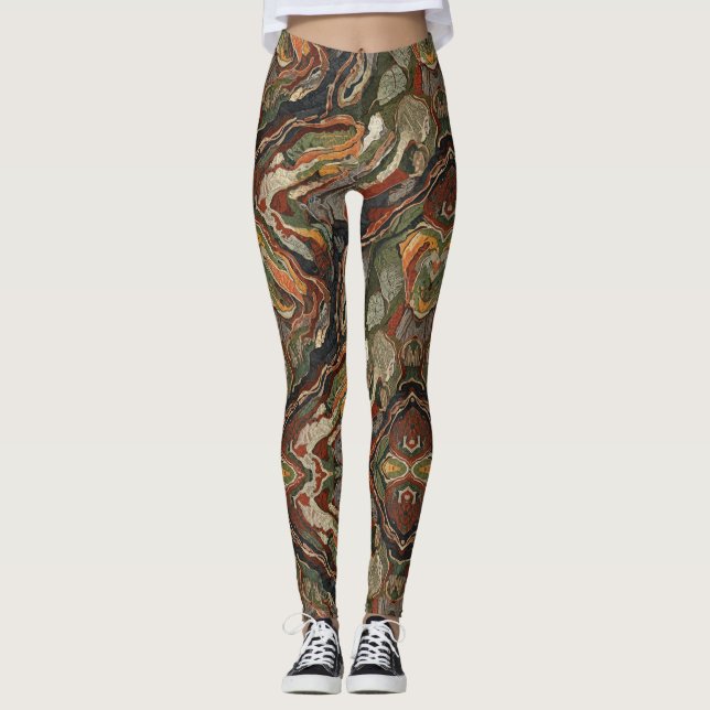Leggings Abstract Earth Tone Swirl Pattern (Anverso)