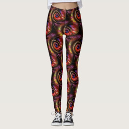 Leggings Abstract eyes in reds and purples