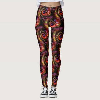 Leggings Abstract eyes in reds and purples