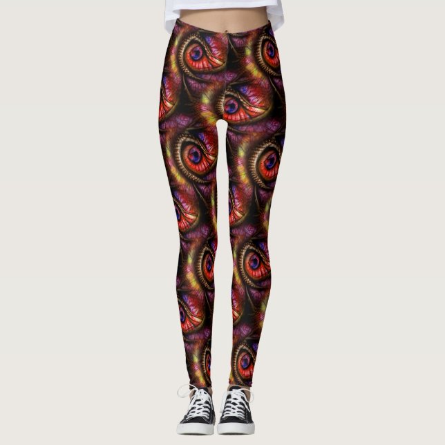 Leggings Abstract eyes in reds and purples (Anverso)