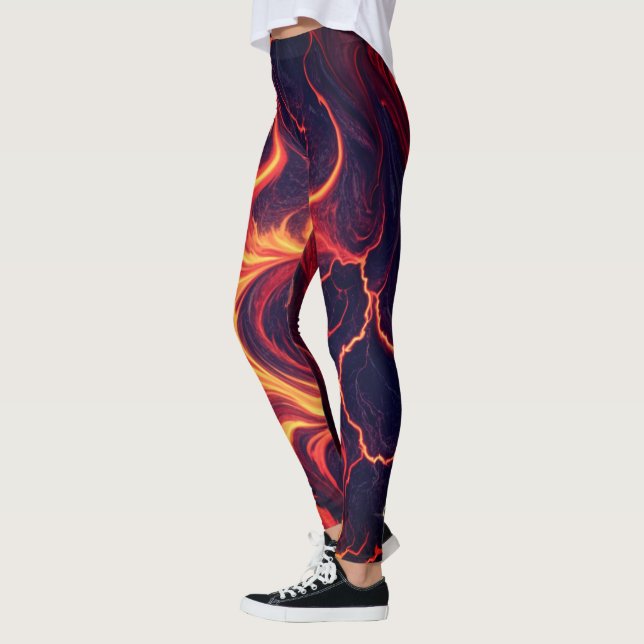 Leggings Abstract Fire Marble – Seamless Fiery Fluid Patter (Izquierda)