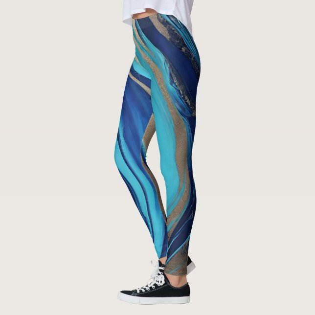 Leggings Abstract-Flow Art-Blue y Gold (Izquierda)