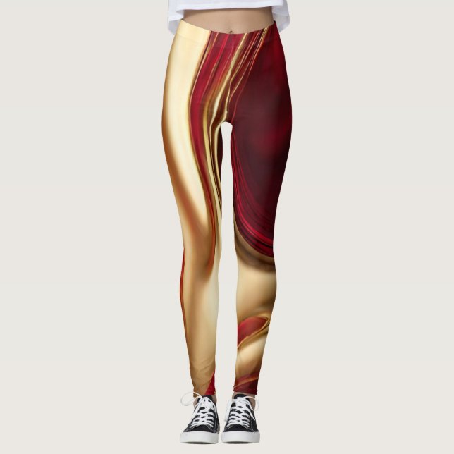 Leggings Abstract-Flow Art-Red y Gold- (Anverso)
