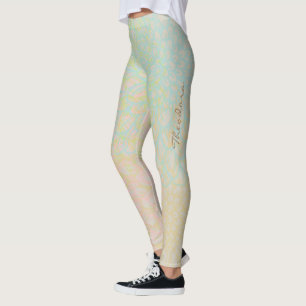 Leggings Abstract Gold Blue Floral