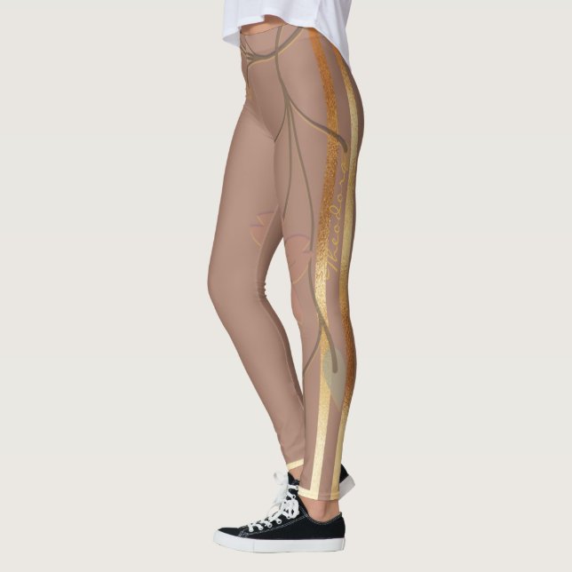 Leggings Abstract Gold Chocolate Floral (Izquierda)