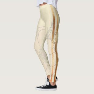 Leggings Abstract Gold Creme Floral