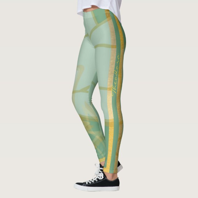 Leggings Abstract Gold Green Floral (Izquierda)