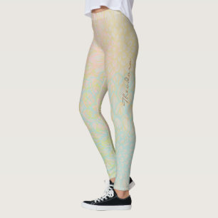 Leggings Abstract Gold Pink Floral