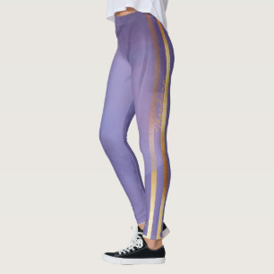 Leggings Abstract Gold Violet Floral
