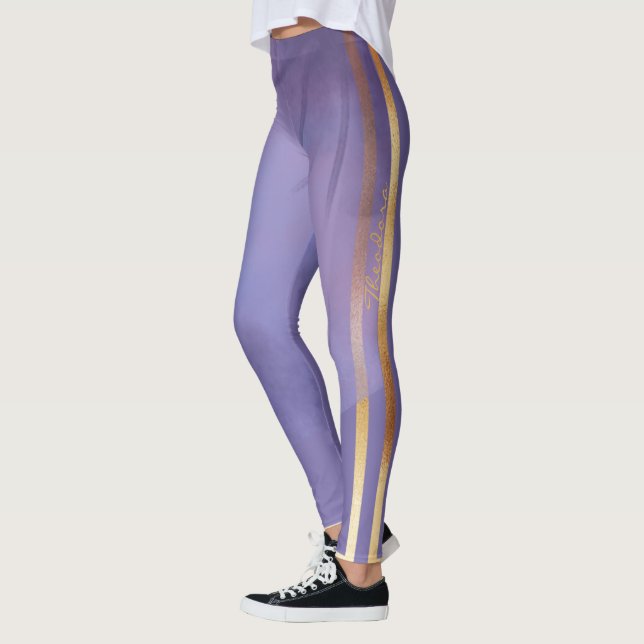Leggings Abstract Gold Violet Floral (Izquierda)