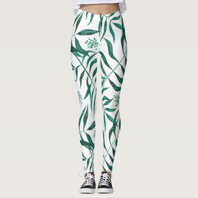 Leggings Abstract Green Foliage (Anverso)
