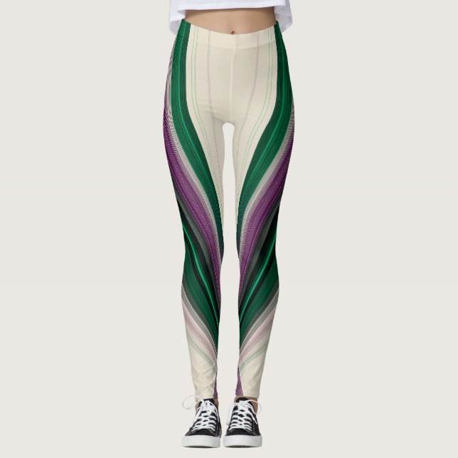 Leggings Abstract Line Pattern | Purple & Teal (Anverso)