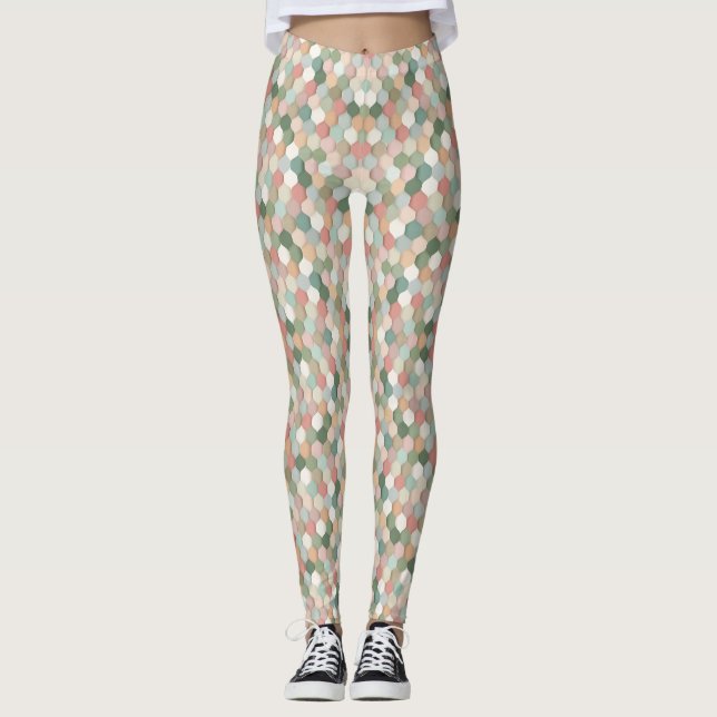 Leggings Abstract Mosaic Pattern | Pastel Honeycomb (Anverso)