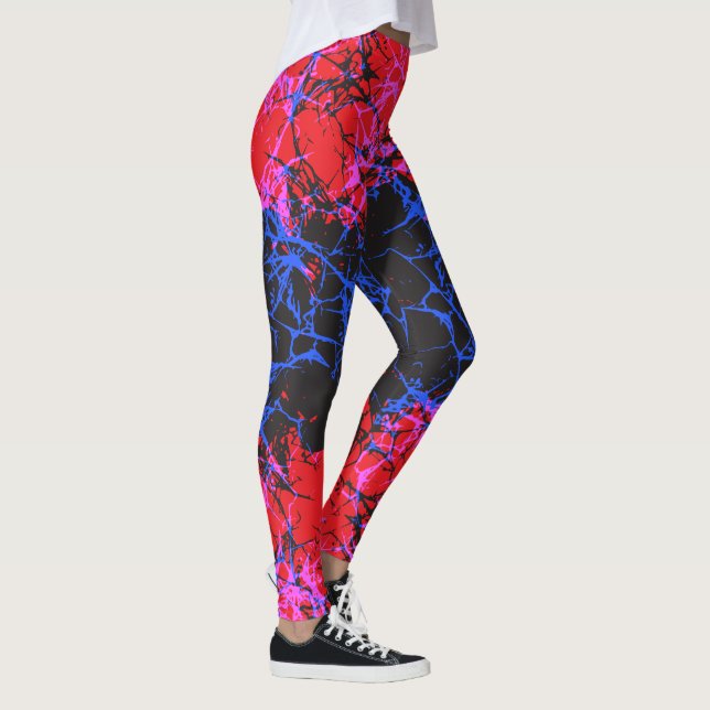Leggings Abstract Neon Cracked Earth Pattern (Derecha)