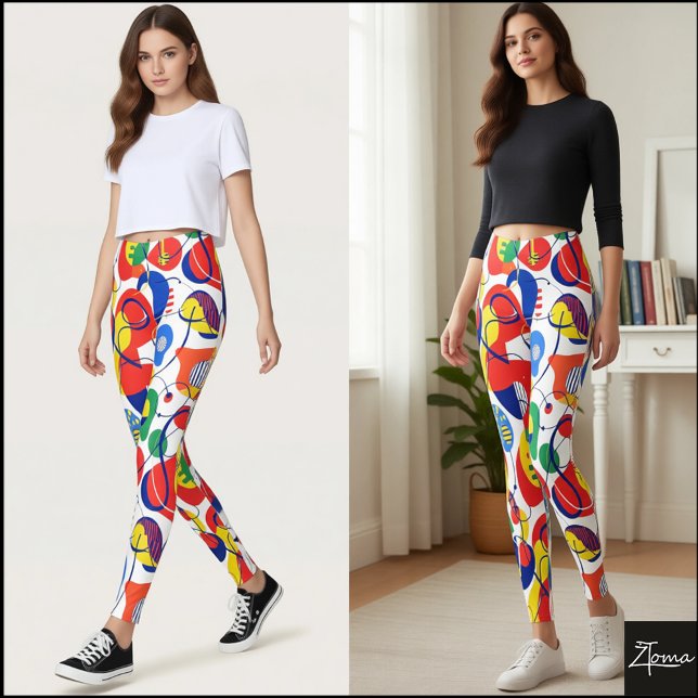 Leggings Abstract Pop Art Primary Color Pattern (Subido por el creador)