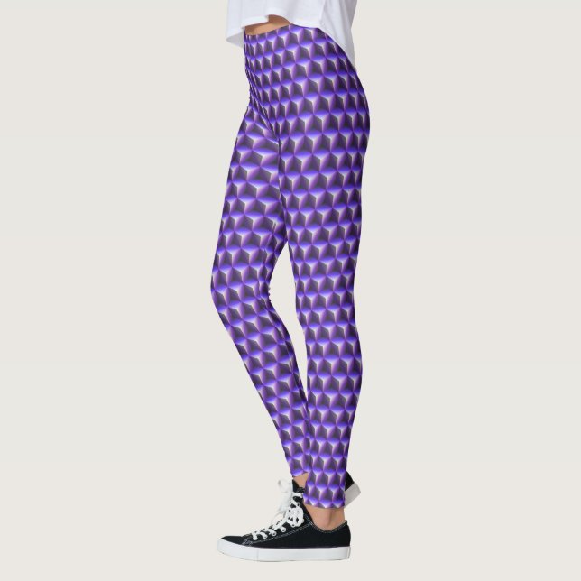 Leggings Abstract Purple Cube Block Pattern (Izquierda)