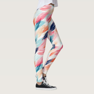 Leggings Abstract Watercolor Feathers