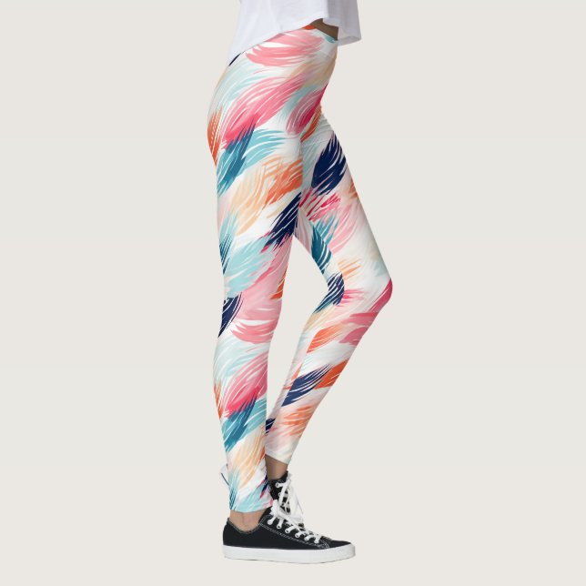 Leggings Abstract Watercolor Feathers (Derecha)