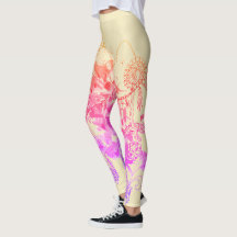 Leggings abstractas de flores púrpura y rosa de to