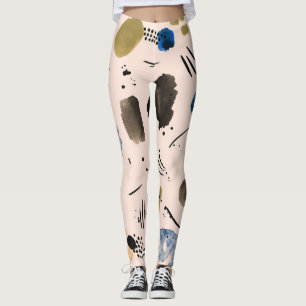 Leggings Abstracto Acuarela: Patrón de tinta geométrica.