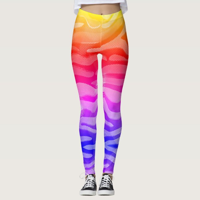 Leggings Abstracto: amarillo arcoiris, rojo, rosa, azul de  (Anverso)
