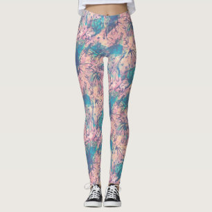 Leggings Abstracto Colorido Patrón Floral de acuarela