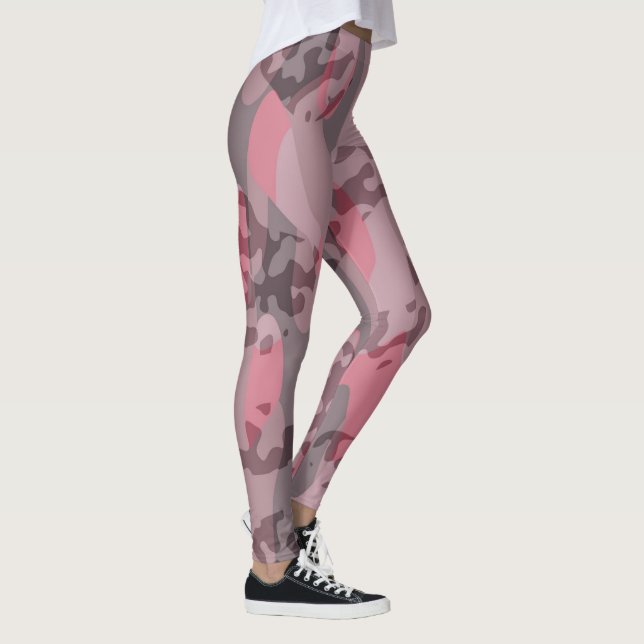 Leggings abstracto de camuflaje rosa y malva texturizado (Derecha)