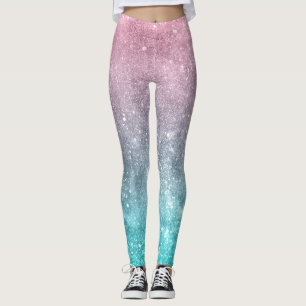 Leggings abstracto de galaxia acuática azul rosa oscura